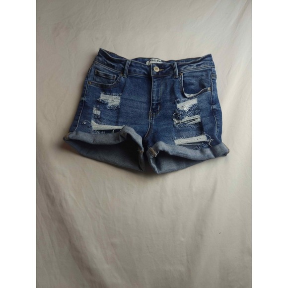 Wax Jean Pants - Wax Jean Distressed Denim Shorts Medium Wash Blue Cuffed Size M